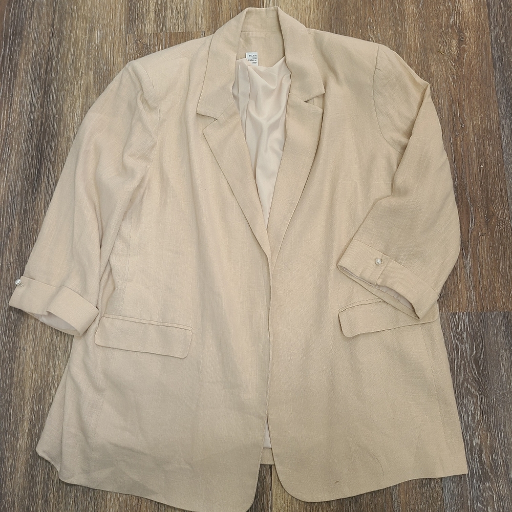 ANRABESS Light Khaki Hemp Blend Blazer Womens Size XL